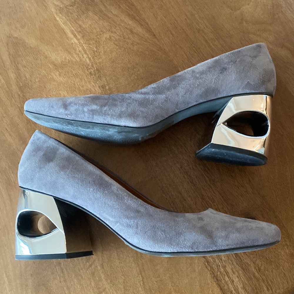 H by Halston Suede Square Toe Pumps